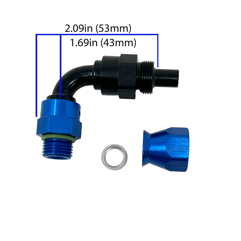 Precision Raceworksfuel Line Precision Raceworks 90 Degree 6AN PTFE to 6AN Male ORB Swivel Fuel Lin ...